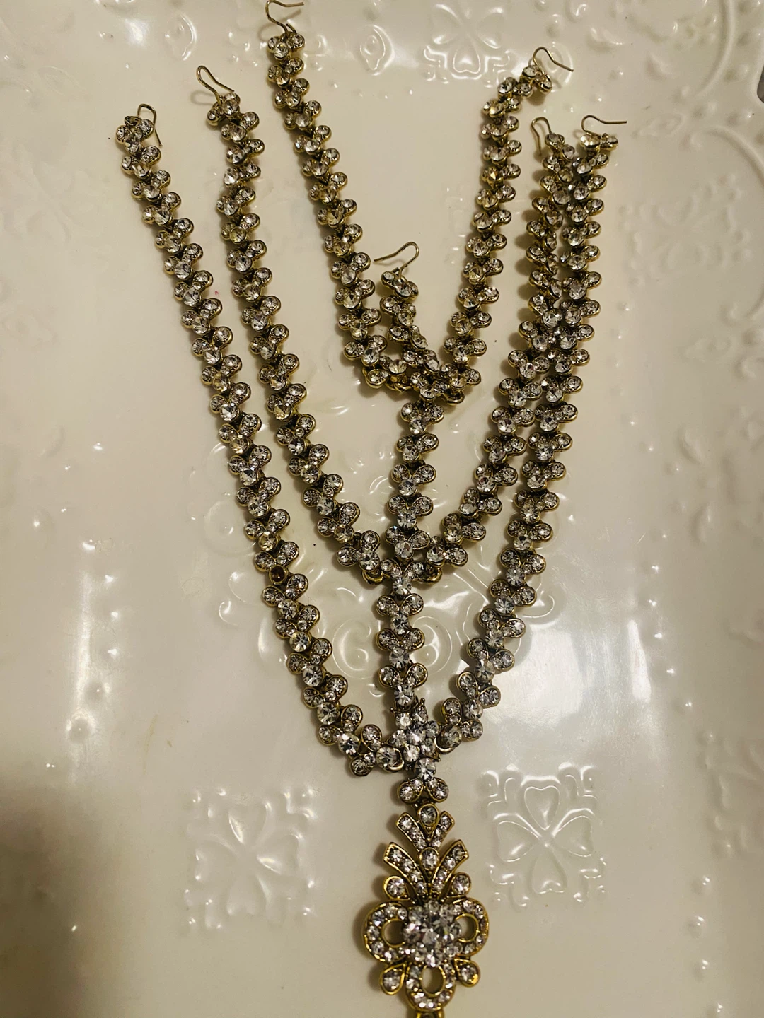 Gold tone Rhinestone Headpiece / Mattha Patti