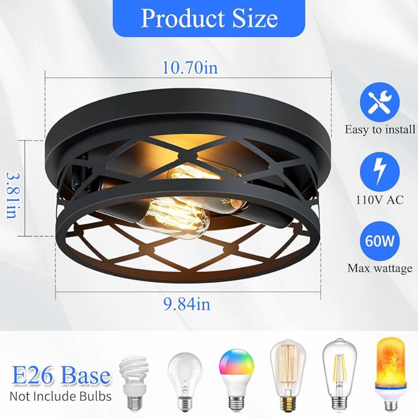 SKEJAO Flush Mount Ceiling Light Fixture - 2 Pack - BNIB - photo 2