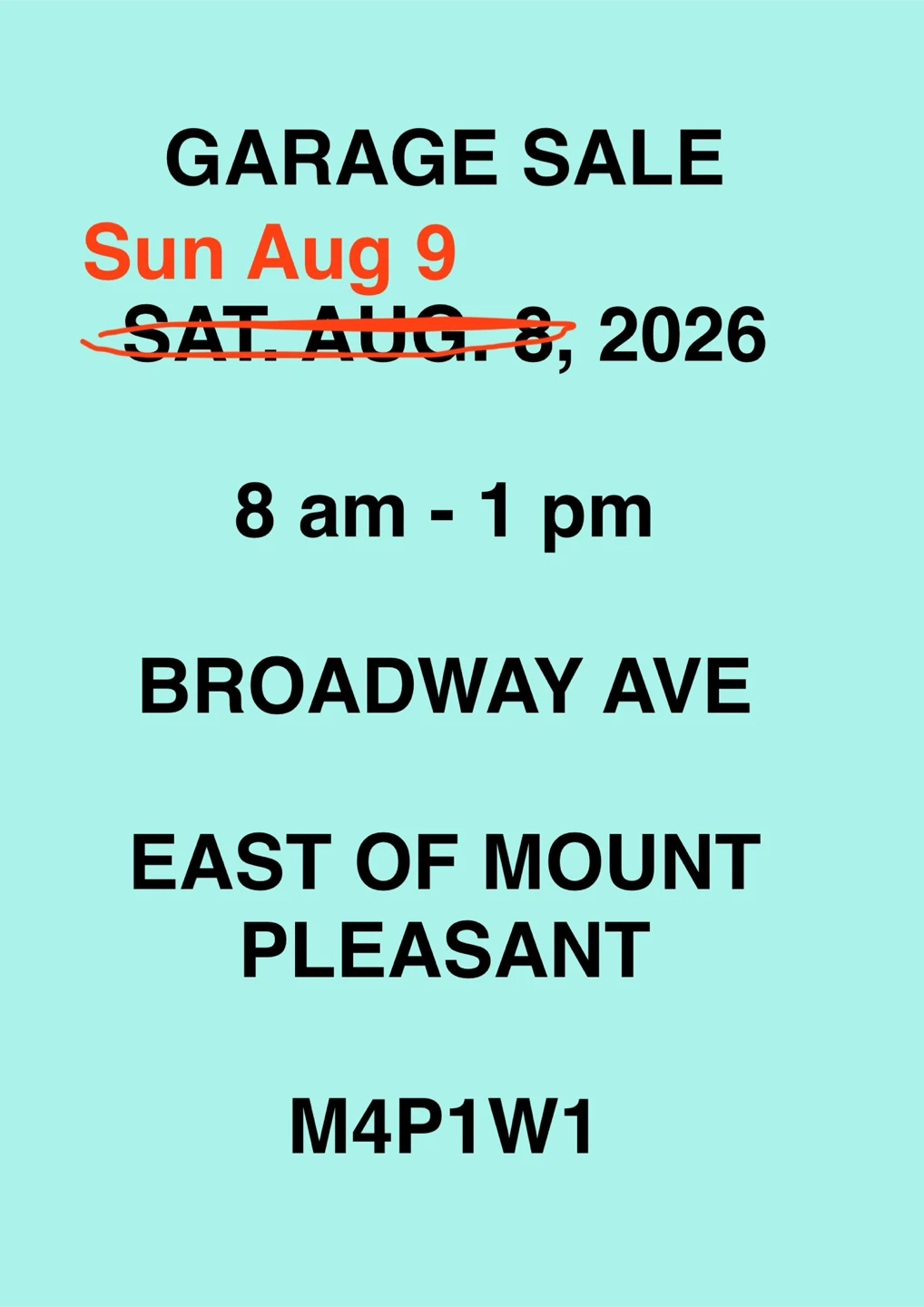 Garage Sale DATE UPDATE