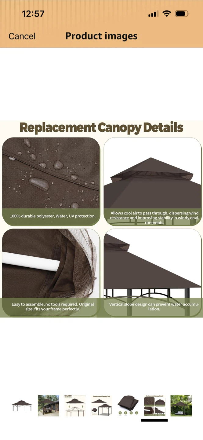 New-Replacement Canopy Top - Brown - photo 3