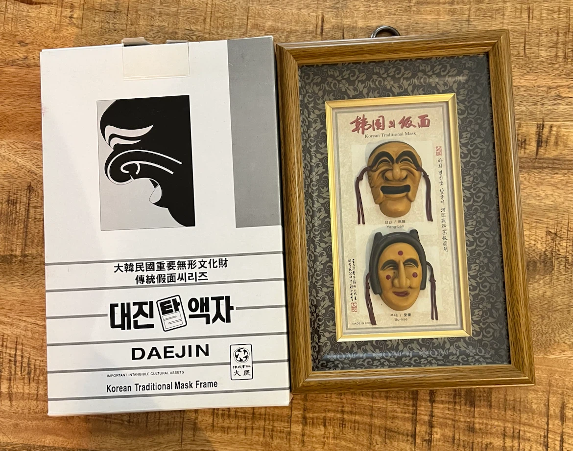 Authentic Korean Hahoe Traditional Masks Shadow Box Art - photo 2