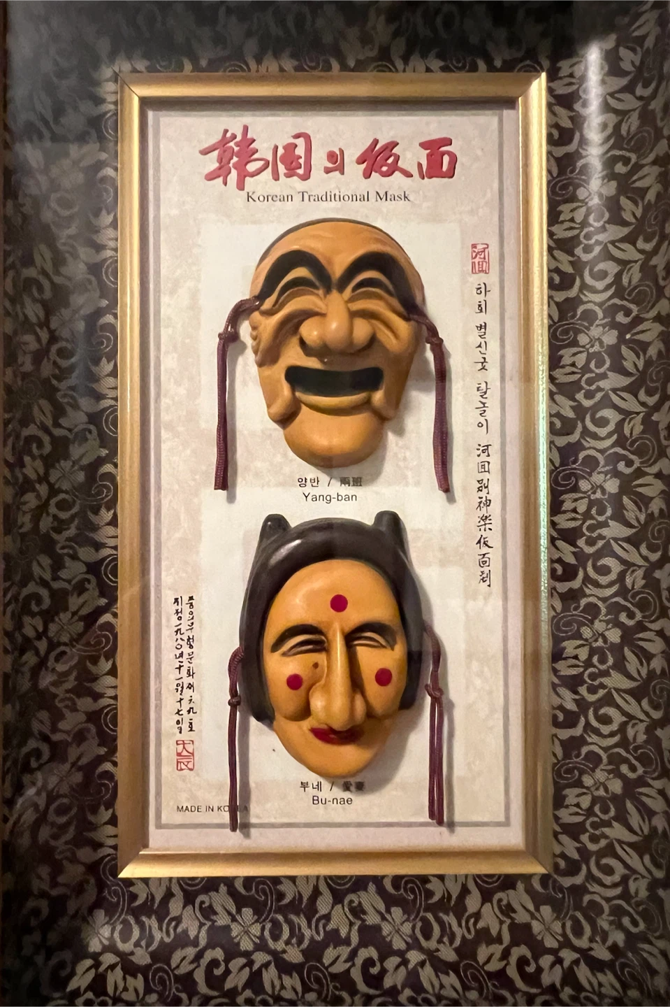 Authentic Korean Hahoe Traditional Masks Shadow Box Art - photo 4