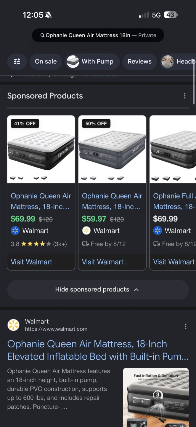 Ophanie Queen Air Mattress 18-Inch Built-in Pump