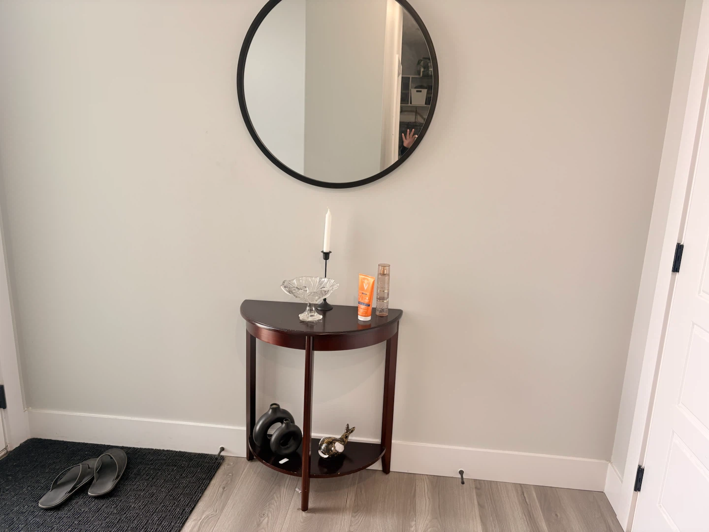 Dark Wood Half-Moon Console Table