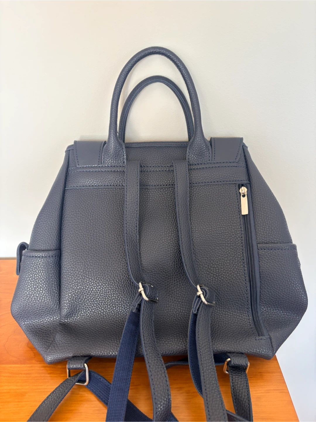 Brand Nee Navy Blue Faux Leather Backpack - photo 2