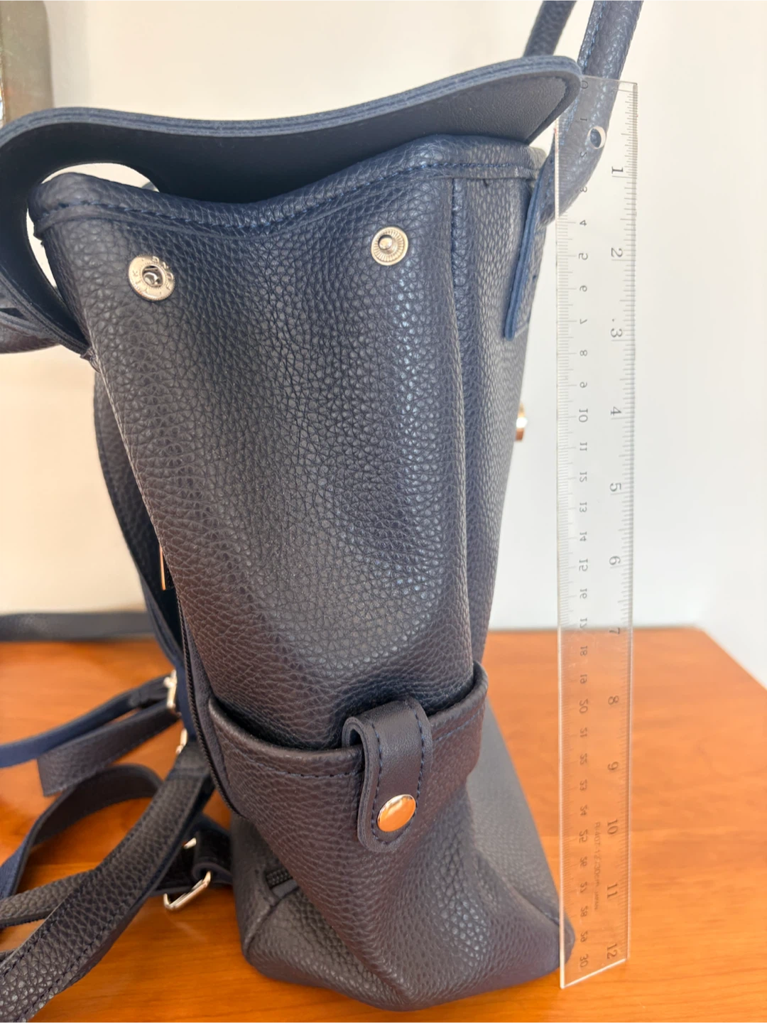 Brand Nee Navy Blue Faux Leather Backpack - photo 4