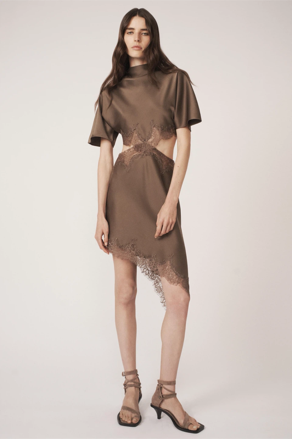 Zara Satin Lace Cut-Out Mini Dress size M NwT