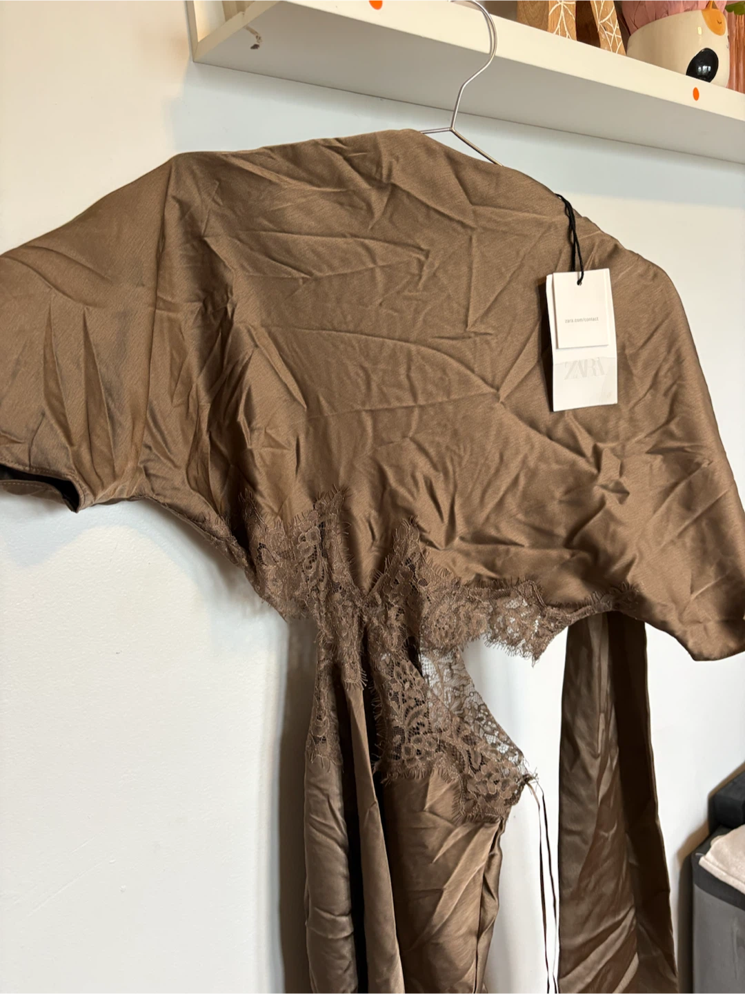Zara Satin Lace Cut-Out Mini Dress size M NwT - photo 4