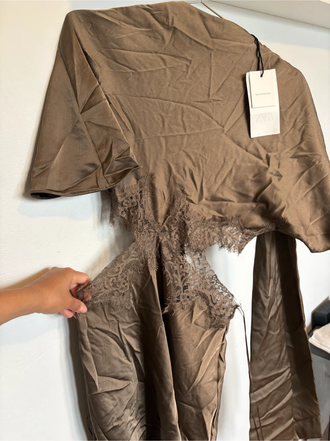 Zara Satin Lace Cut-Out Mini Dress size M NwT - photo 5