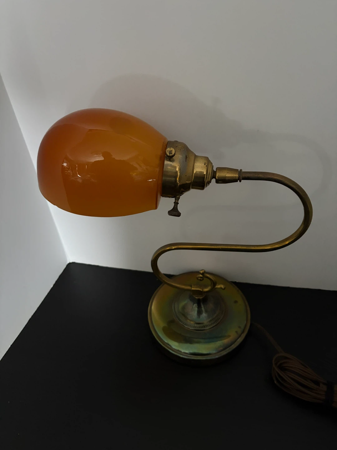 Vintage Bankers Lamp with Amber Glass Shade - photo 5