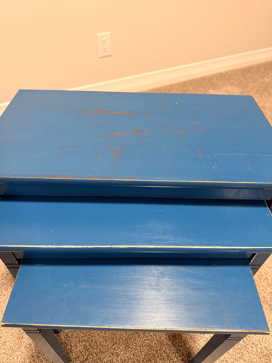 Refurbished and well loved Blue Nesting Tables Set - photo 2