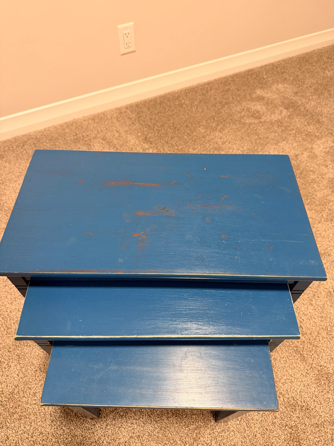 Refurbished and well loved Blue Nesting Tables Set - photo 3