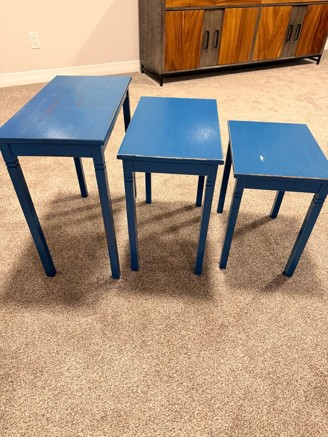 Refurbished and well loved Blue Nesting Tables Set - photo 5