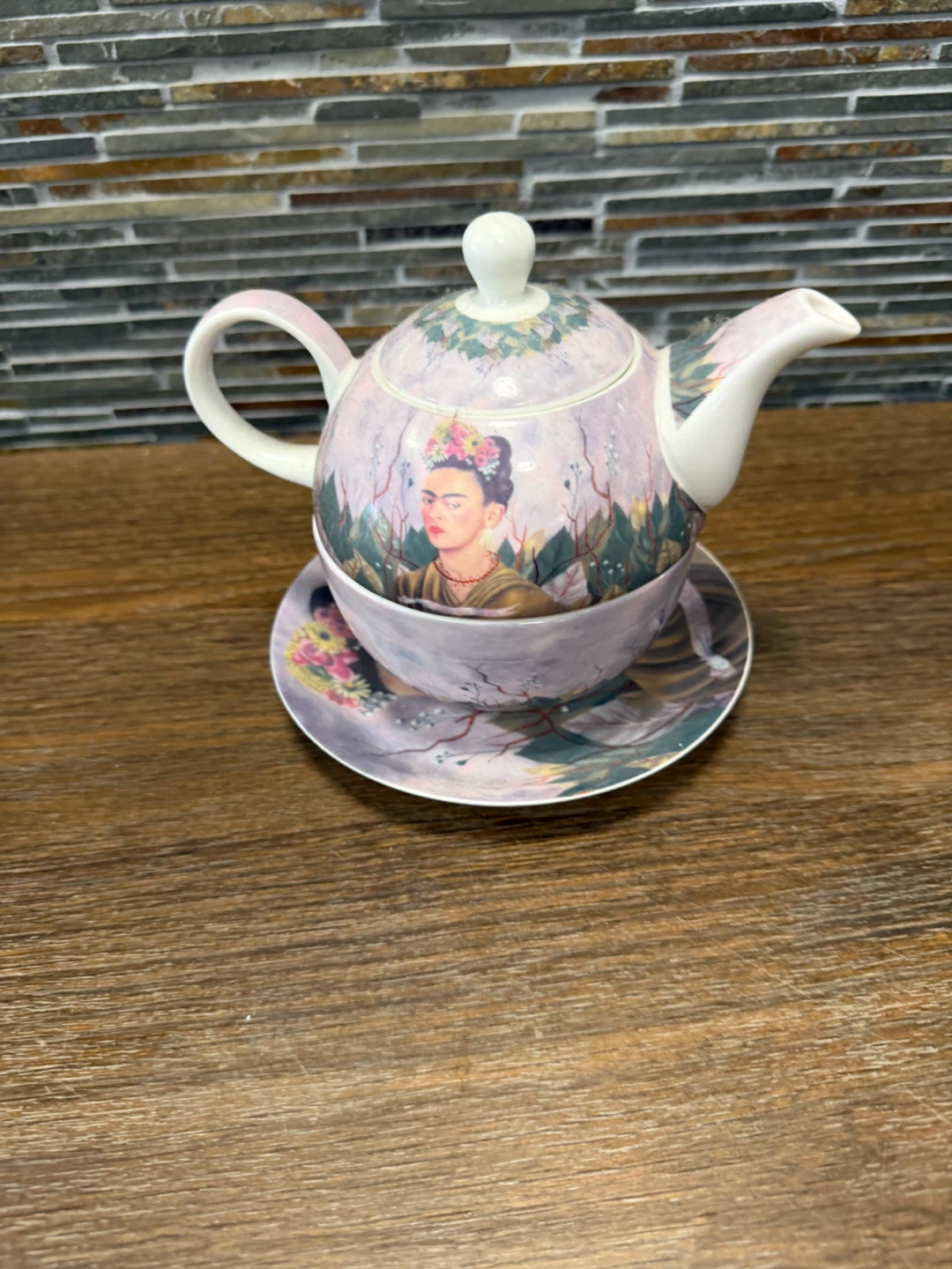 Frida Kahlo Tea for One Set – Teapot, Cup, and Matching Saucer