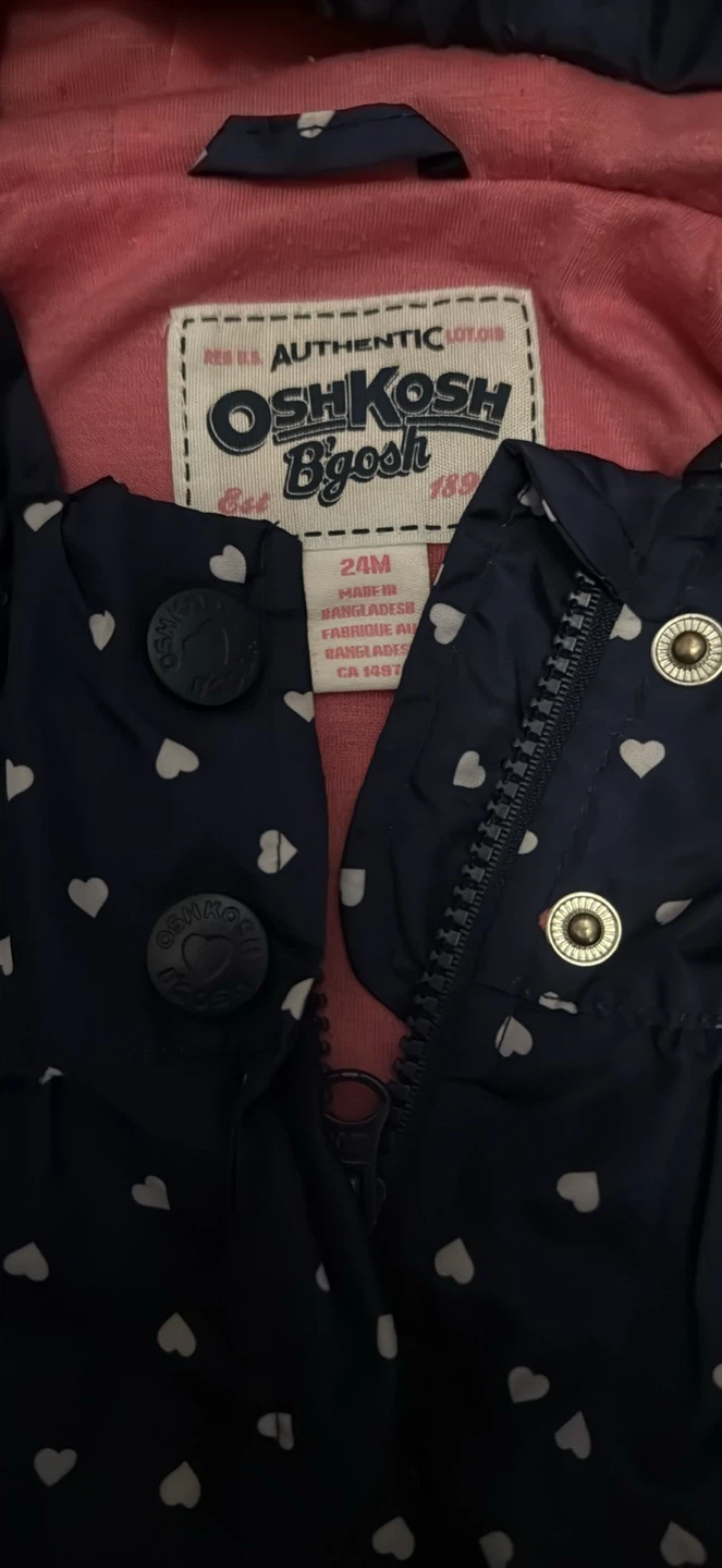 OshKosh B'gosh Navy Heart Print Jacket - 24M - photo 2