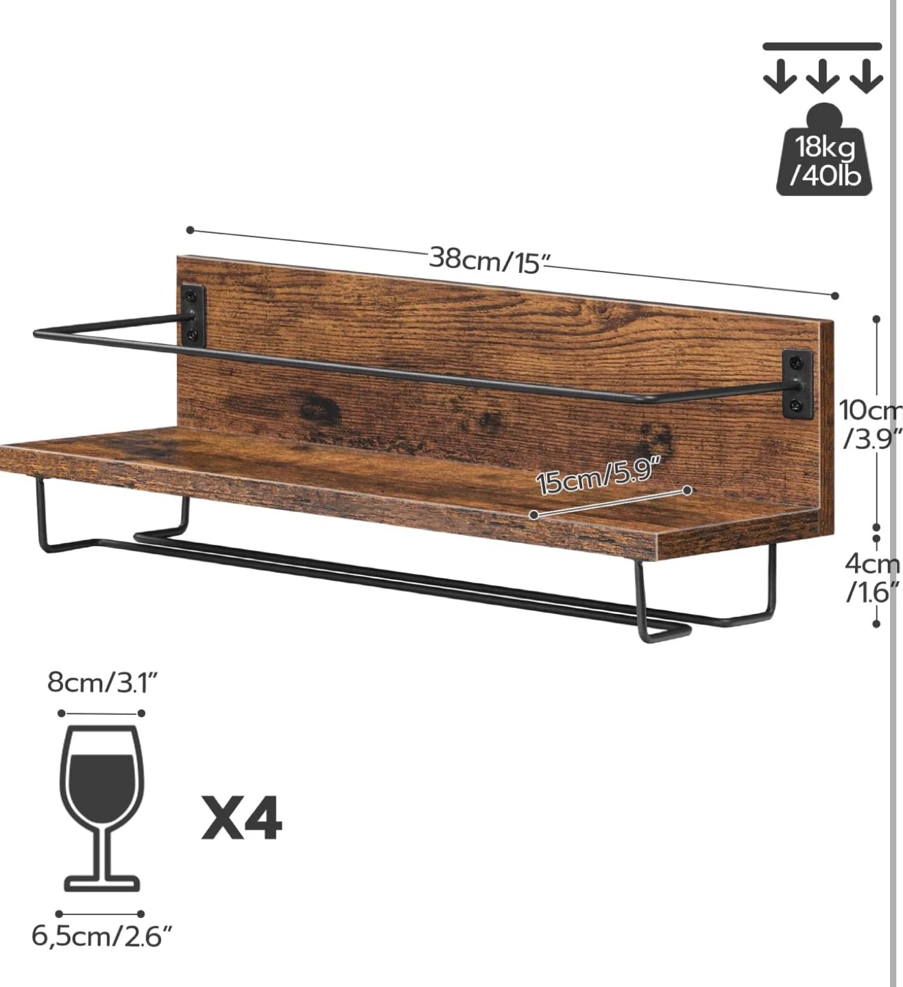 HOOBRO Wine Rack Wall Mounted 2 Pack Shelves - BNIB - photo 2