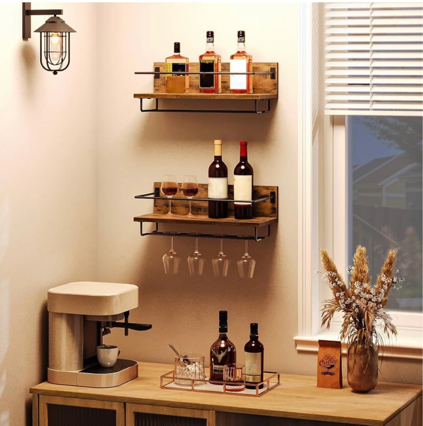 HOOBRO Wine Rack Wall Mounted 2 Pack Shelves - BNIB