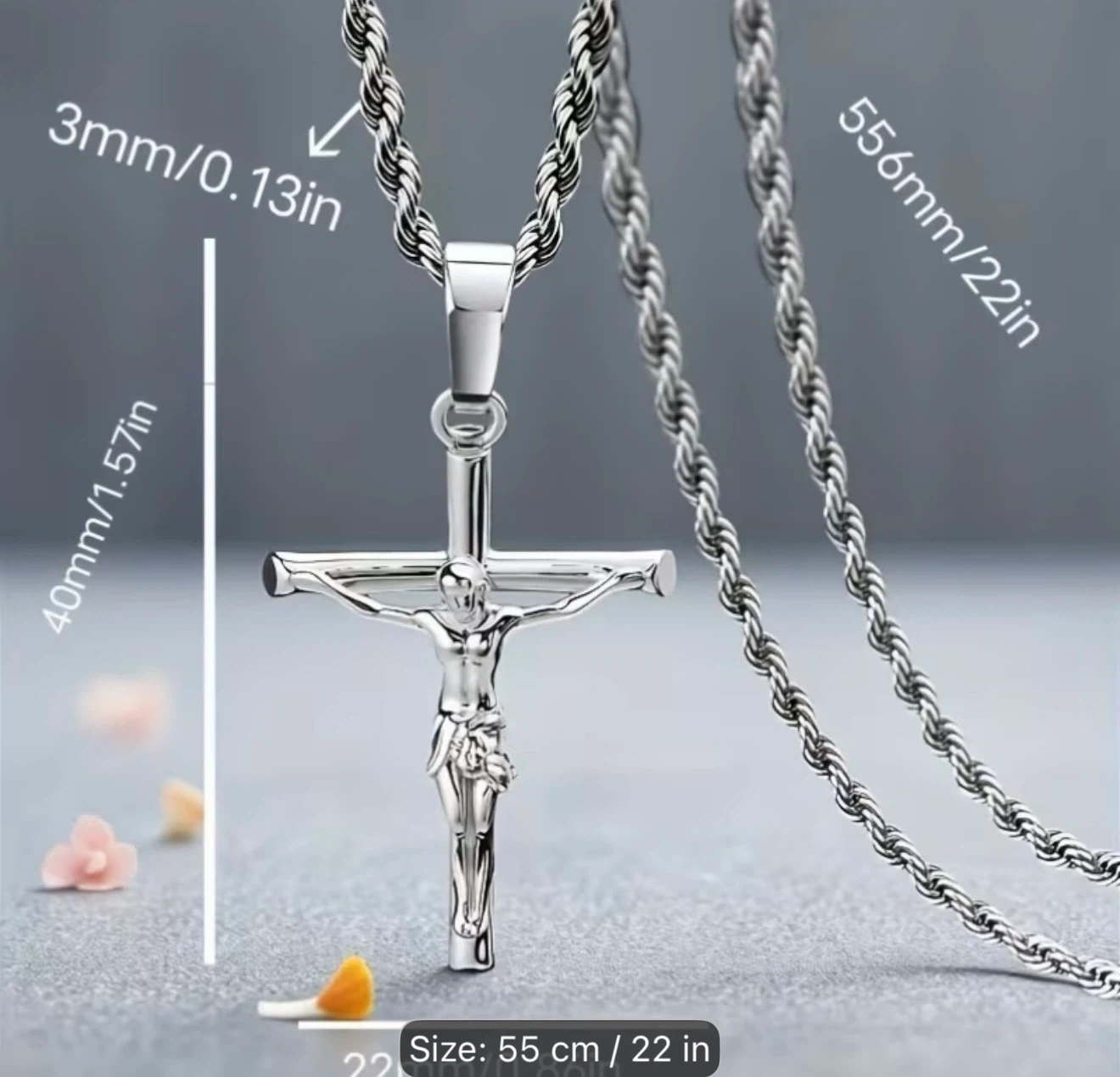18K Plated sterling silver Jesus Crucifix Pendant Necklace - photo 2