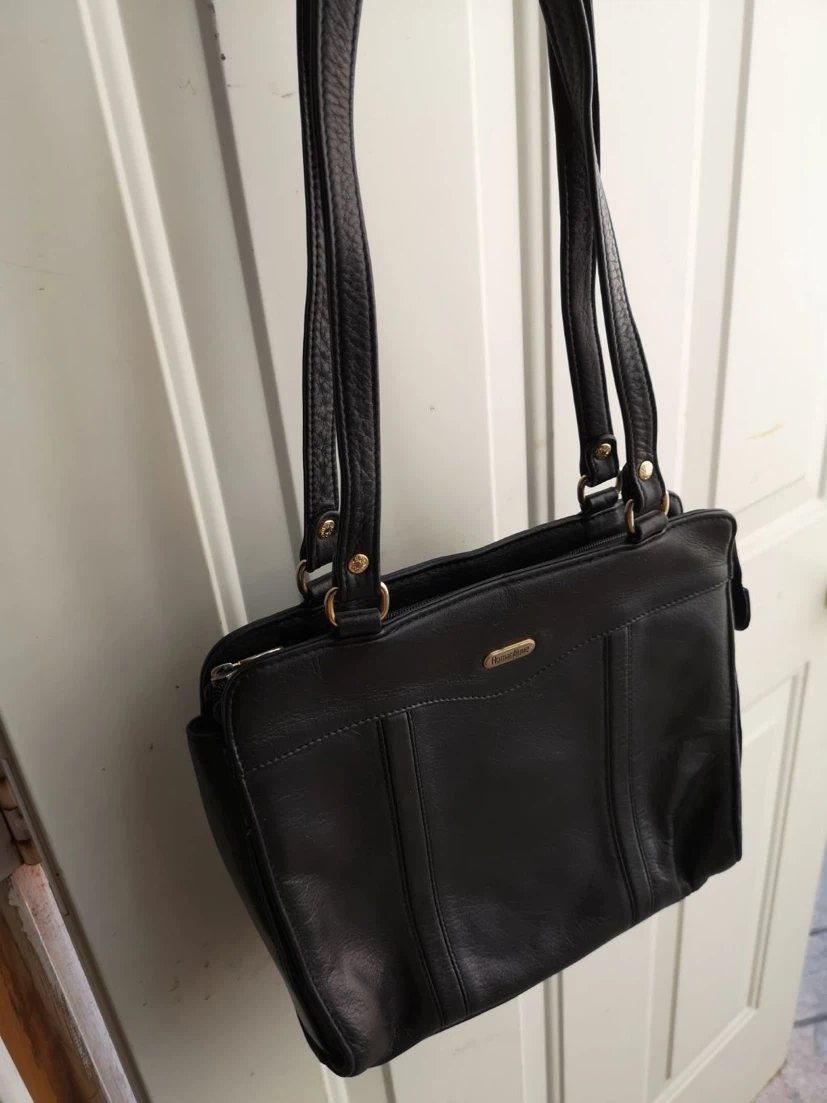 Romantique Black Leather Shoulder Bag