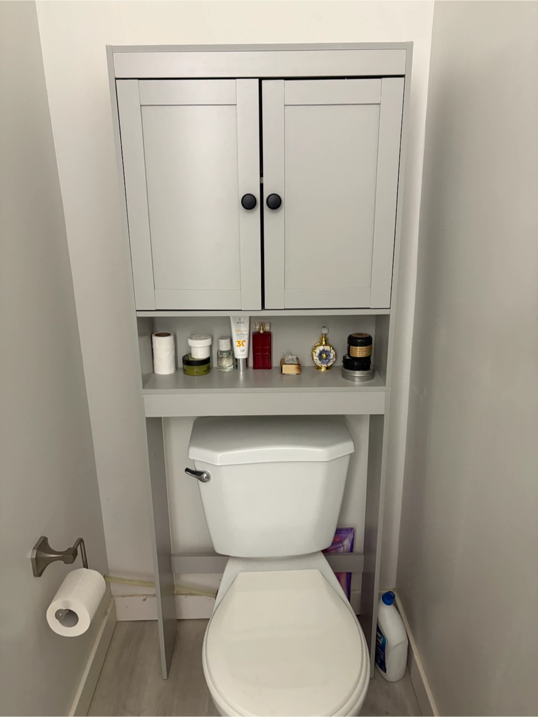 Grey Over-the-Toilet Storage Cabinet