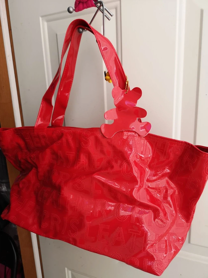 Red patent leather tote bag - photo 2