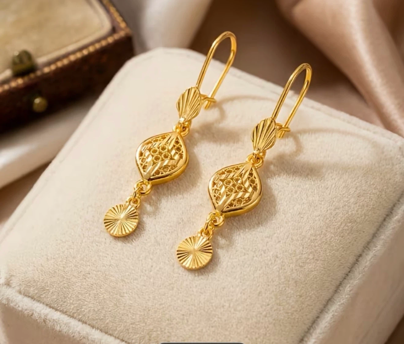 24k Plated Gold Dangle Earrings