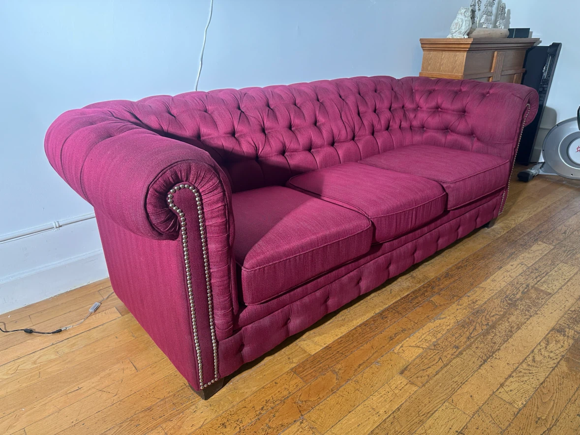 Burgundy Velvet Chesterfield Sofa - photo 2