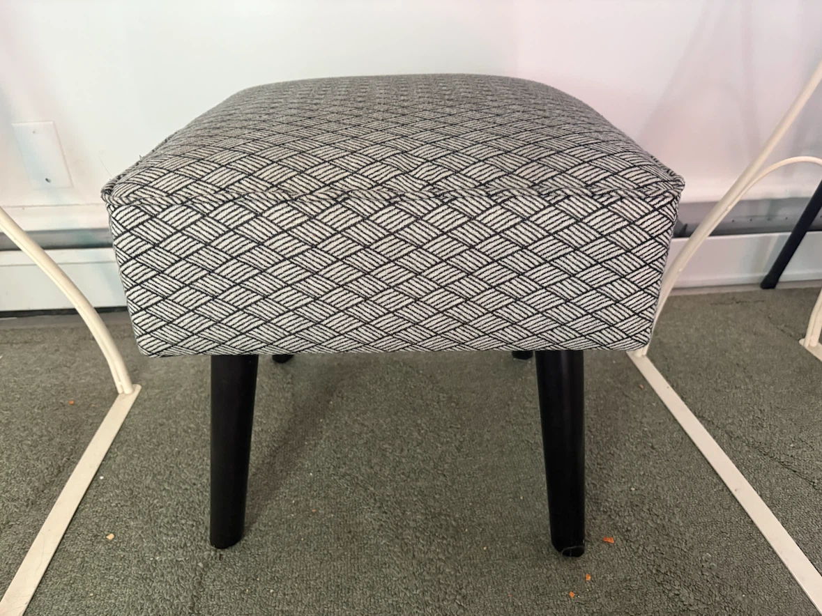 Fabric Ottoman Stool with Geometric Pattern