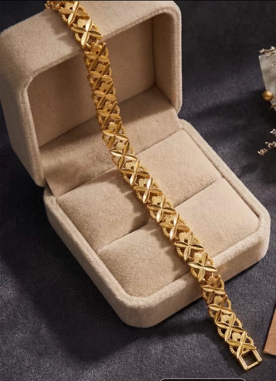 24 K PatedGold-tone Heart and Star Link Bracelet - photo 3
