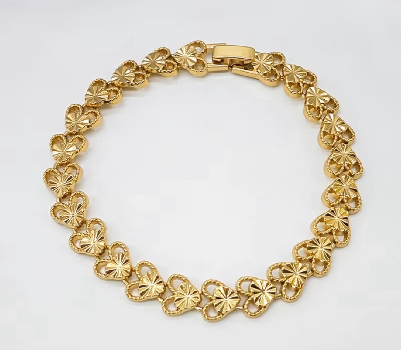 24 K PatedGold-tone Heart and Star Link Bracelet - photo 4