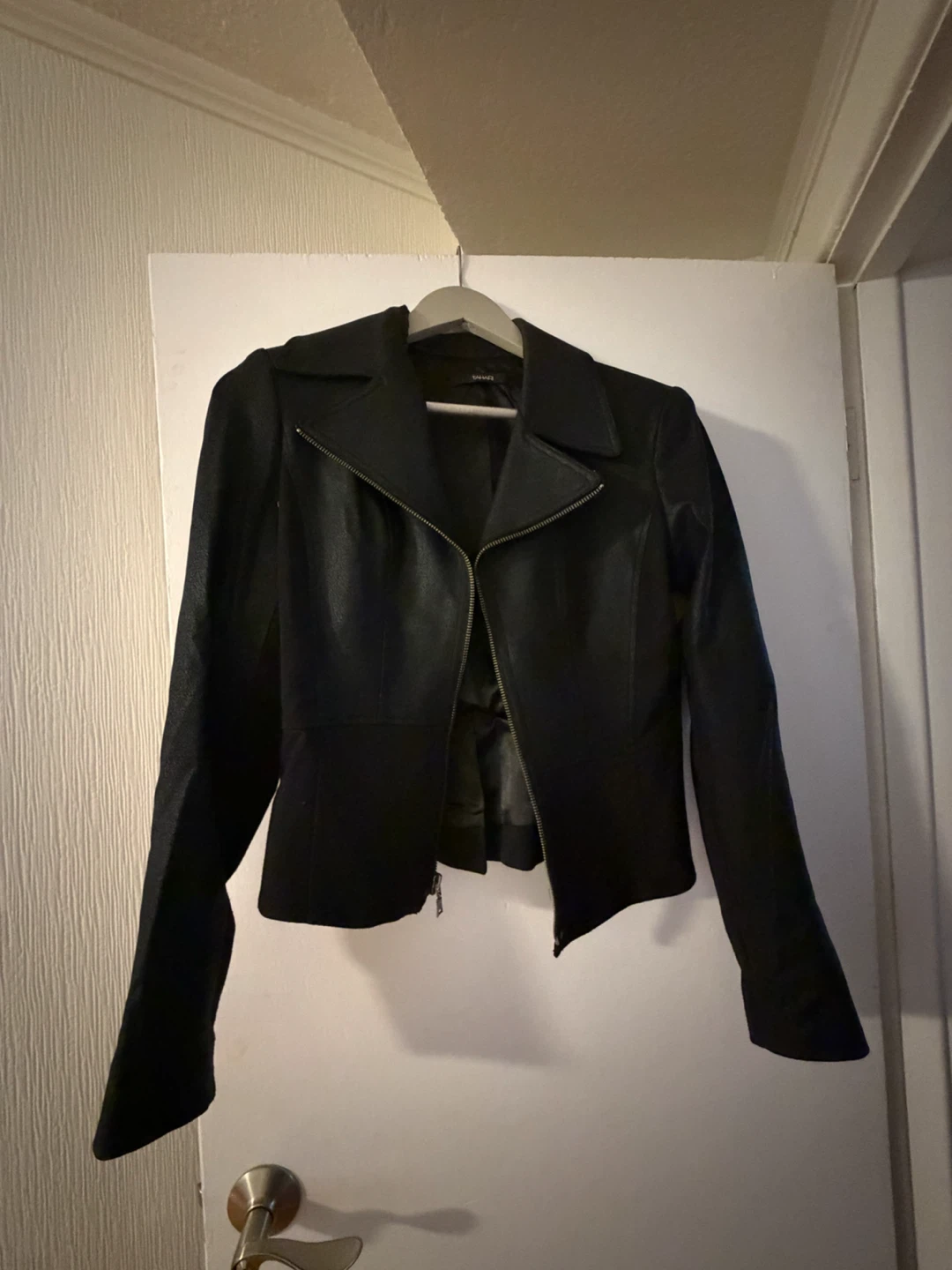 Tahari Black Faux Leather Jacket
