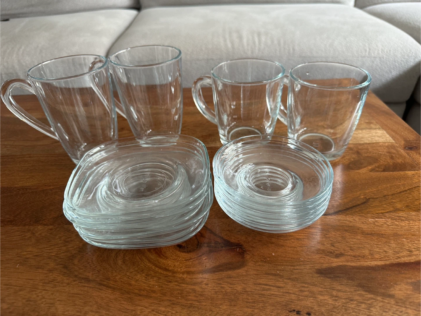 Glass Mugs with Saucers