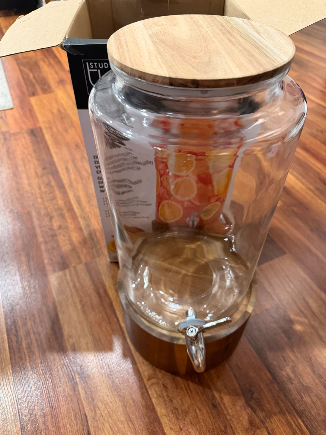 Studio Decor Glass Drink Dispenser with Acacia Wood Stand - photo 2
