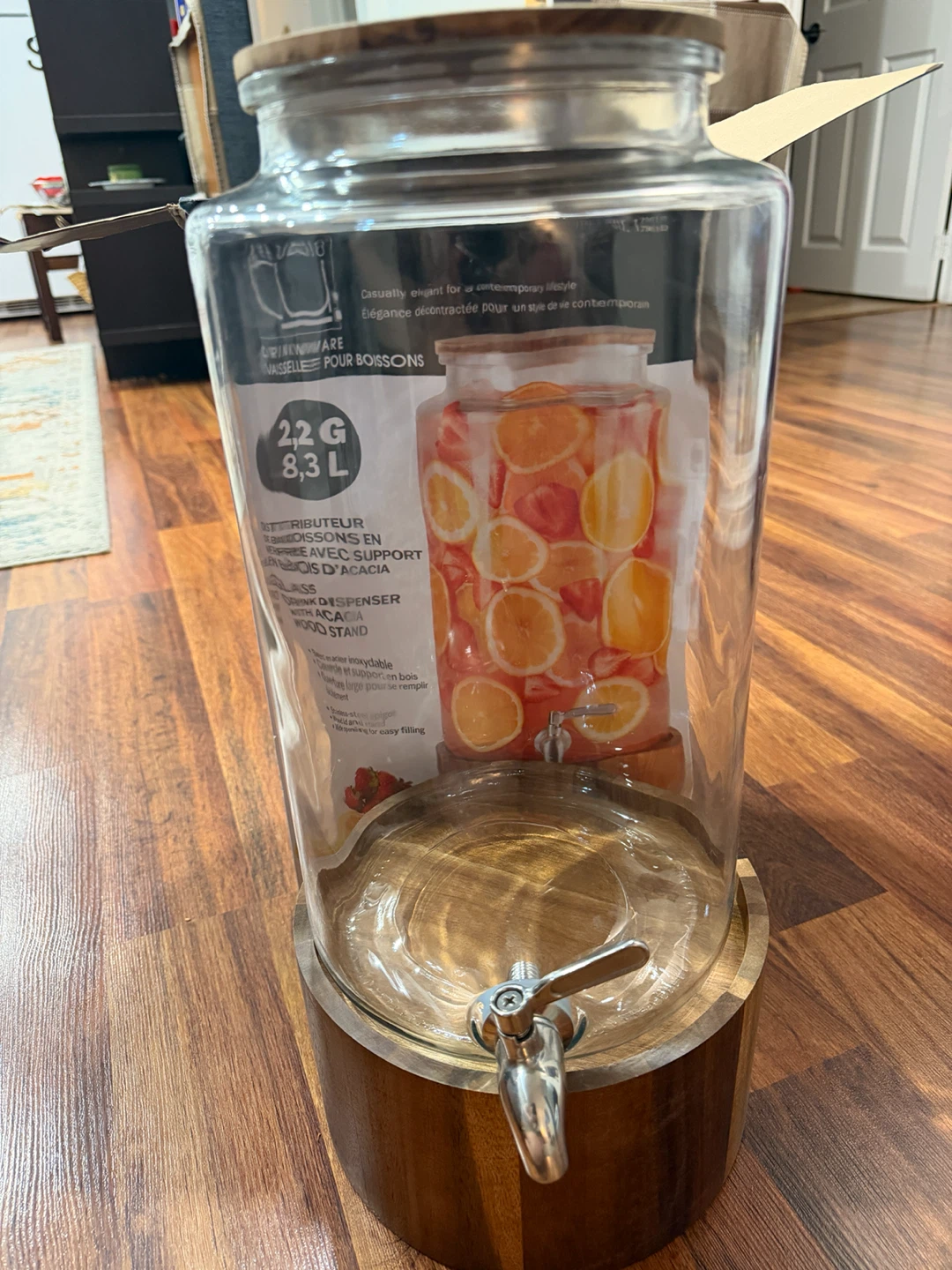 Studio Decor Glass Drink Dispenser with Acacia Wood Stand - photo 3