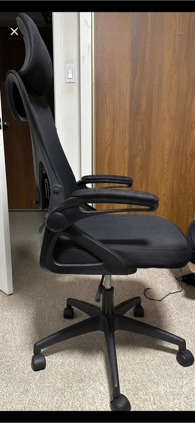 Black Ergonomic Office Chair with Headrest - photo 3