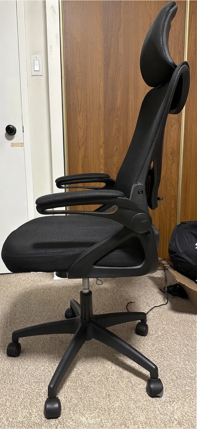 Black Ergonomic Office Chair with Headrest - photo 4