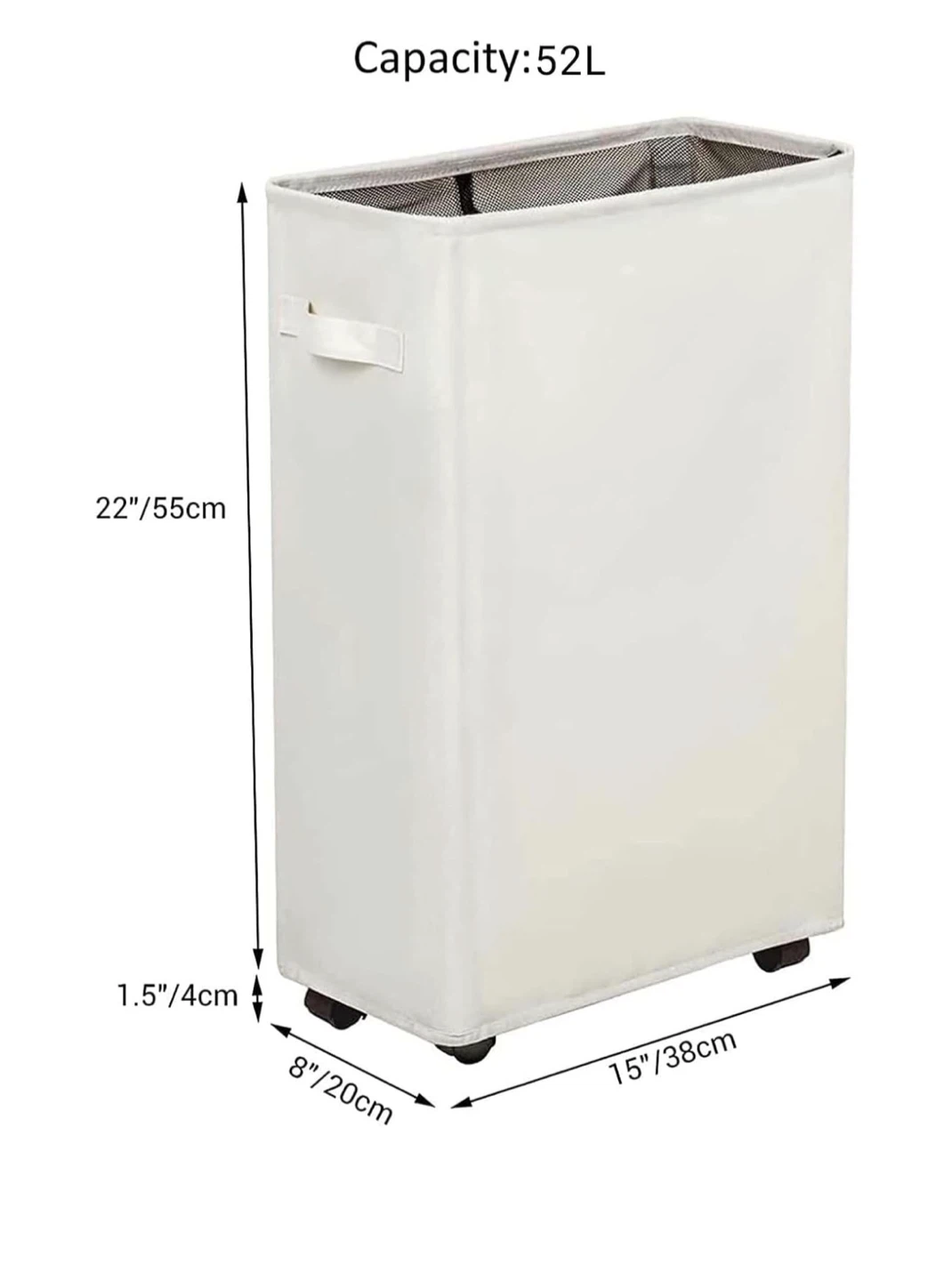 Collapsible Laundry Basket with Wheels - 52L Capacity - photo 3