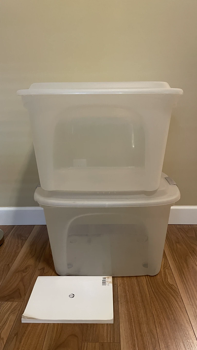 2 Clear Storage Bins with Lids