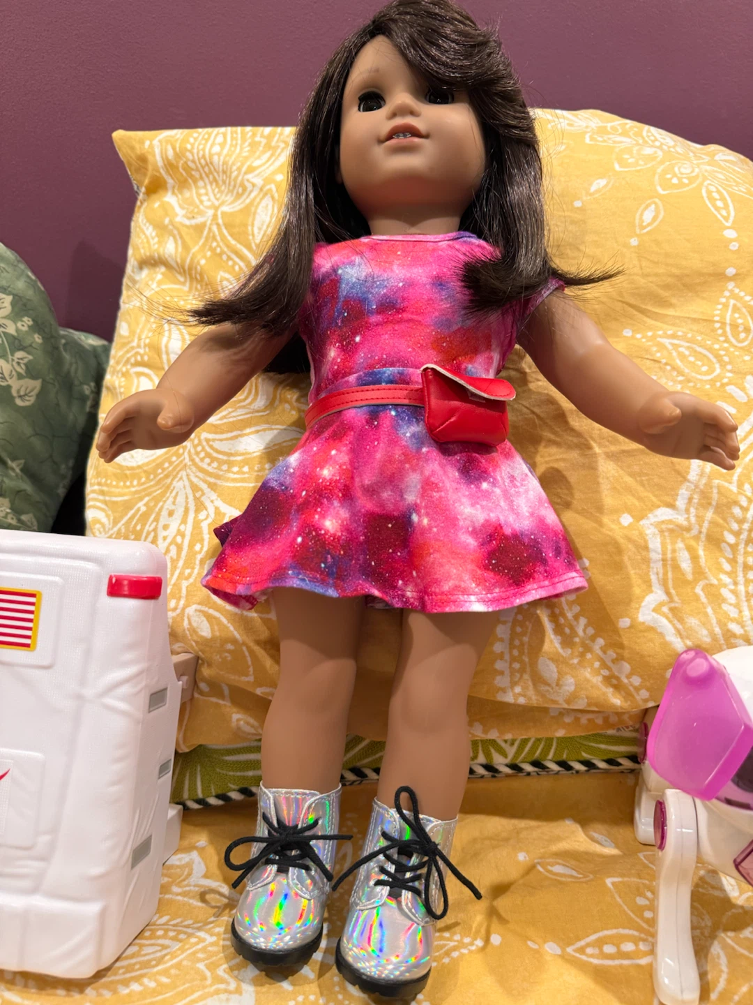 American Girl Doll with Galaxy Dress and Boots