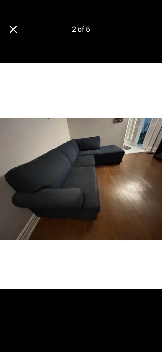 Dark Blue Sectional Couch - photo 2