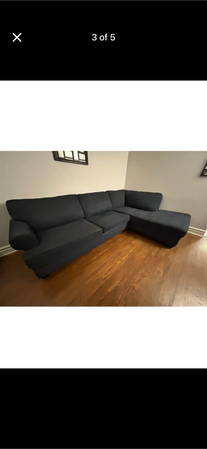 Dark Blue Sectional Couch - photo 3