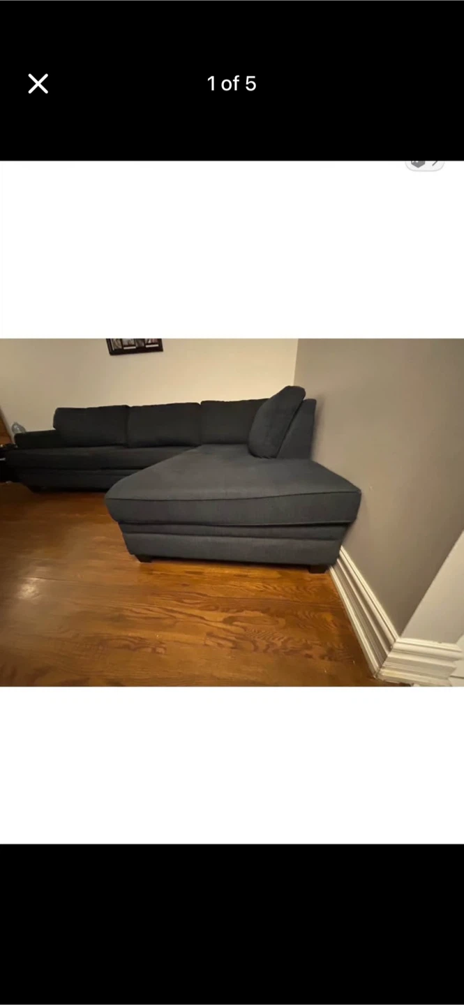 Dark Blue Sectional Couch - photo 4