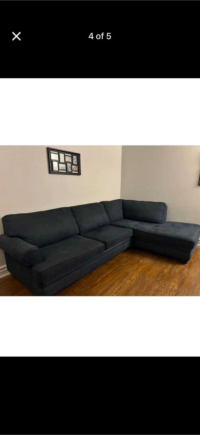 Dark Blue Sectional Couch - photo 5