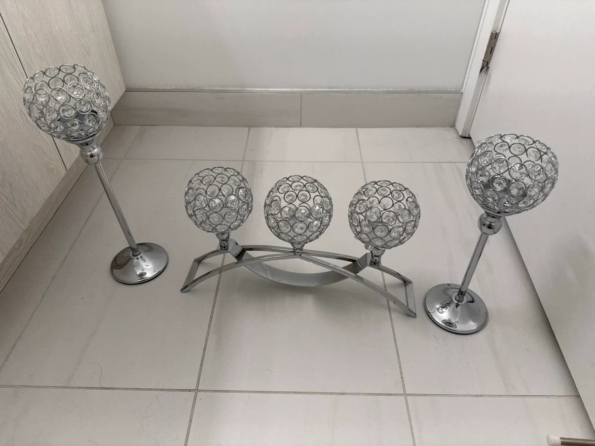 Crystal Ball Candle Holders Set