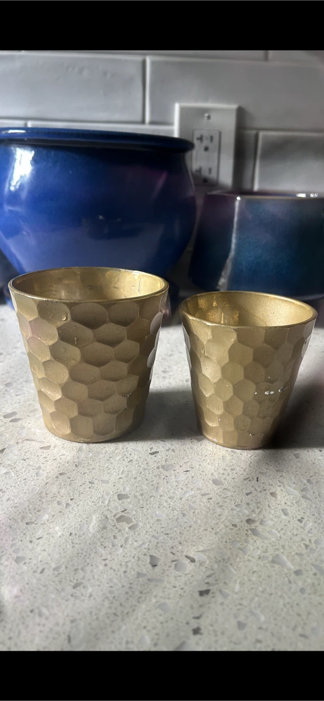Set of 2 Hammered  Candle Holder/ Plant Pots