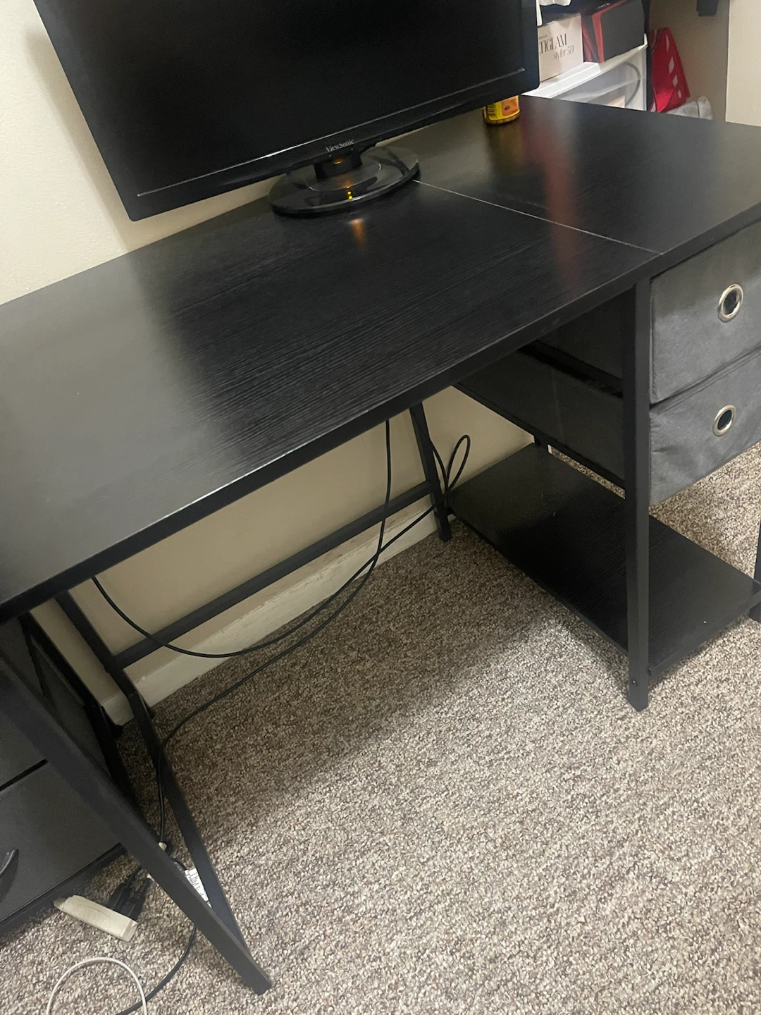 Black Desk with Storage Drawers