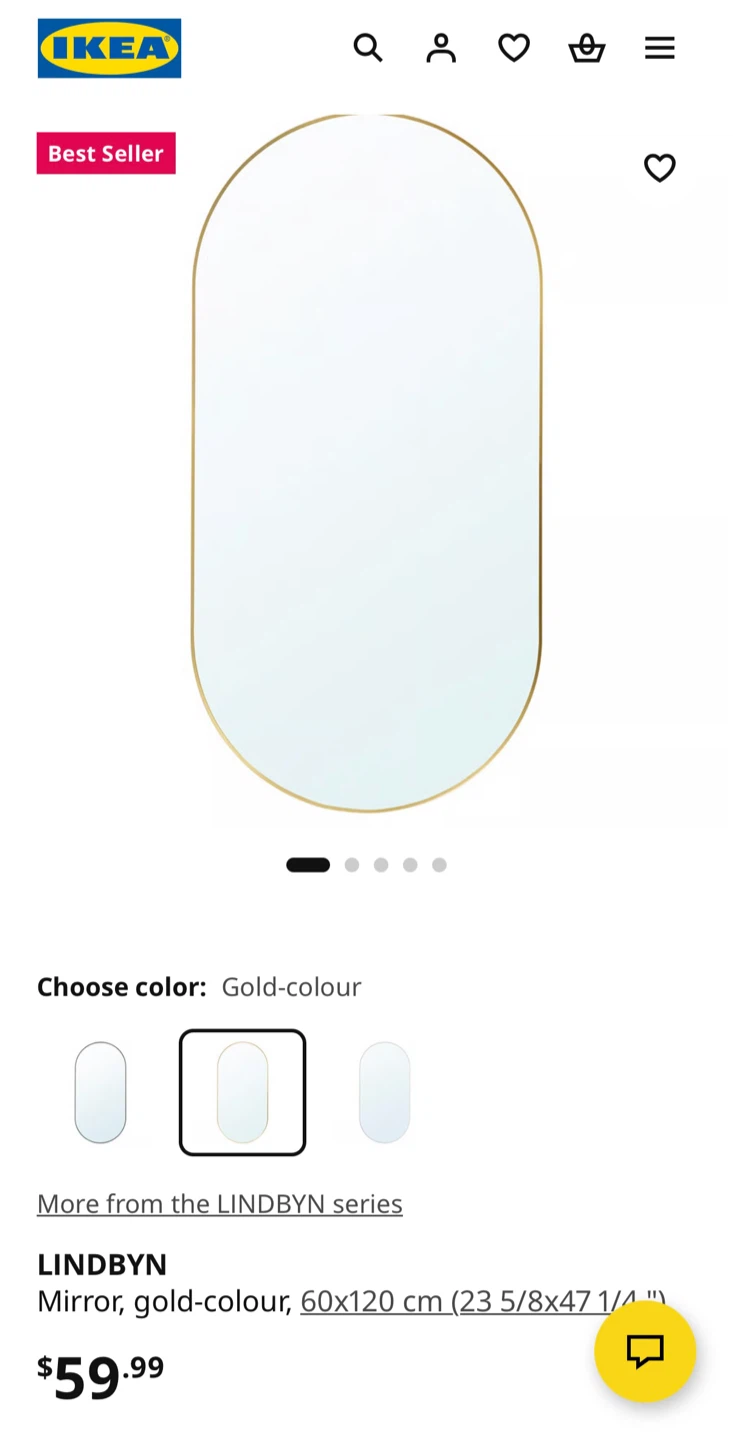 Gold framed mirror IKEA
