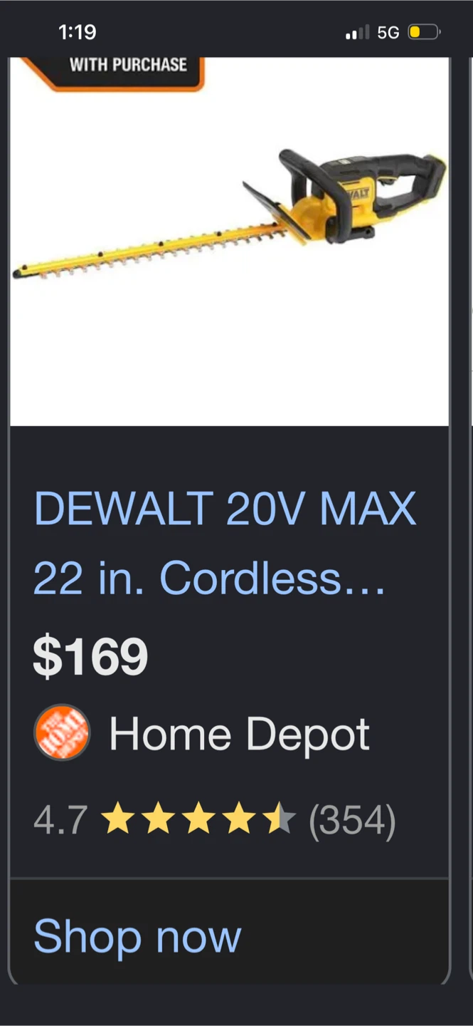DEWALT 20V MAX Cordless Hedge Trimmer - 22 in. - photo 2