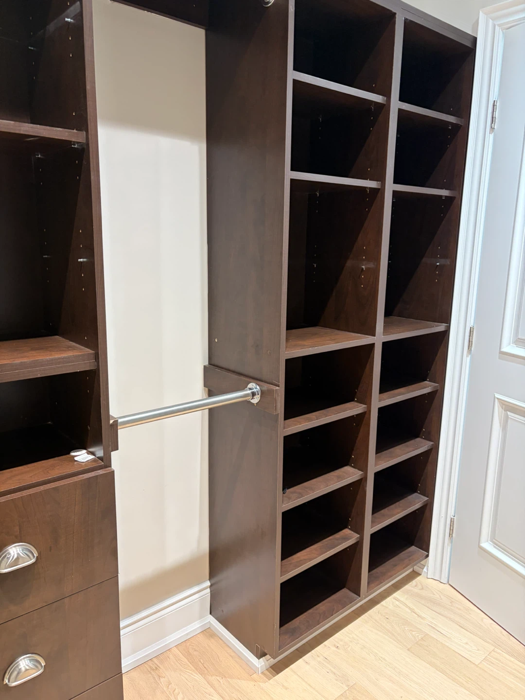 Custom Built-In Dark Wood Closet System