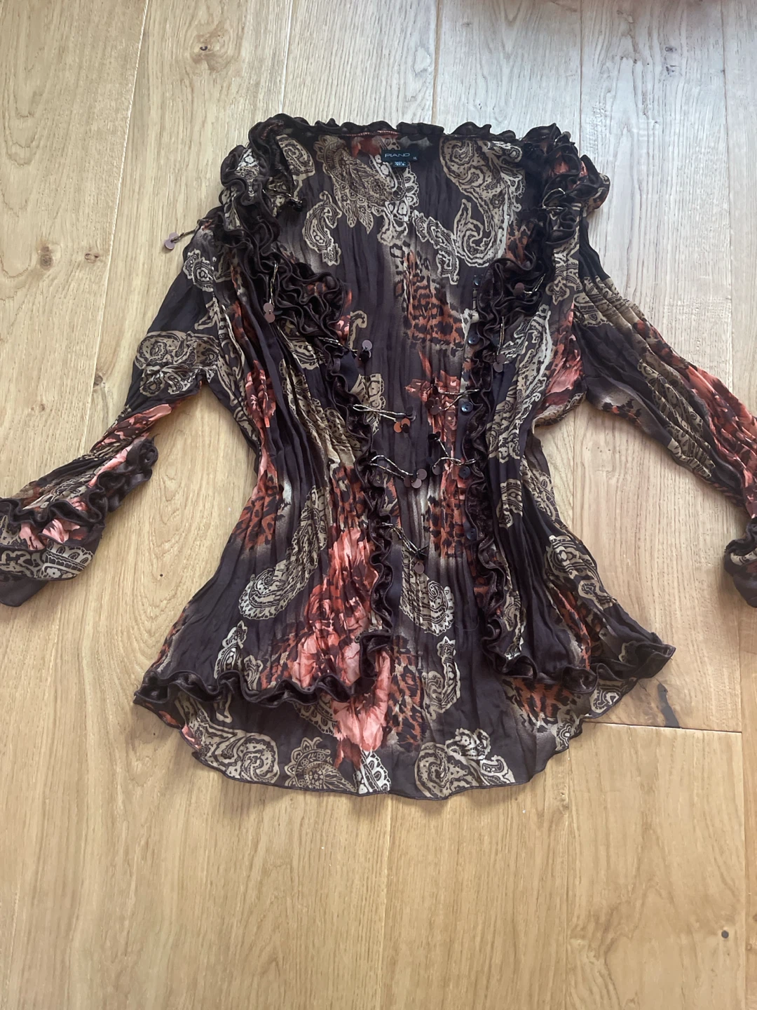 Whimsical Floral Print Ruffled Blouse